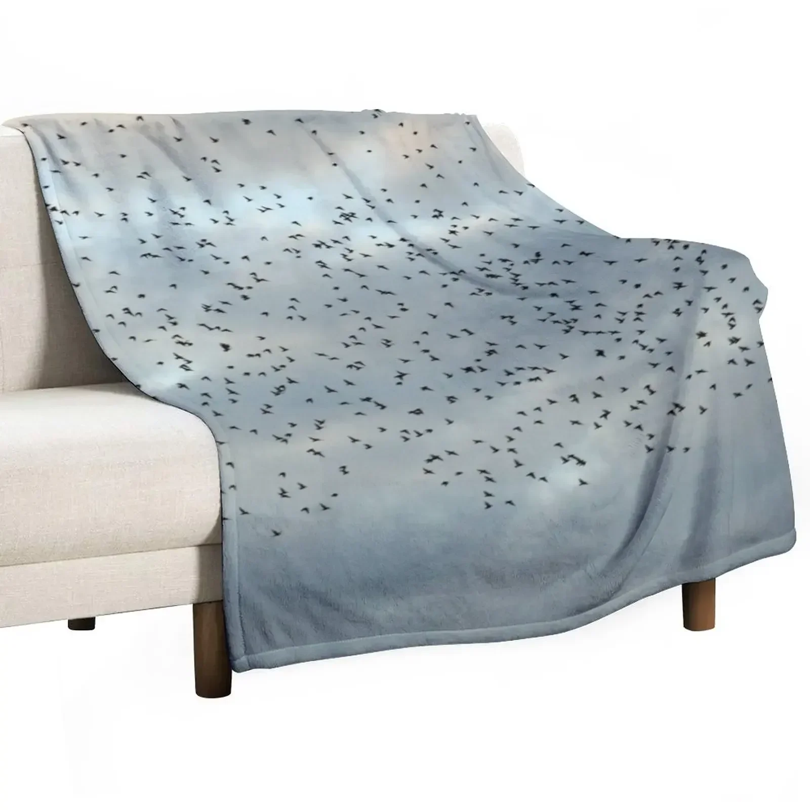Murmuration Starlings Flock of birds Throw Blanket Tourist Softs Blankets