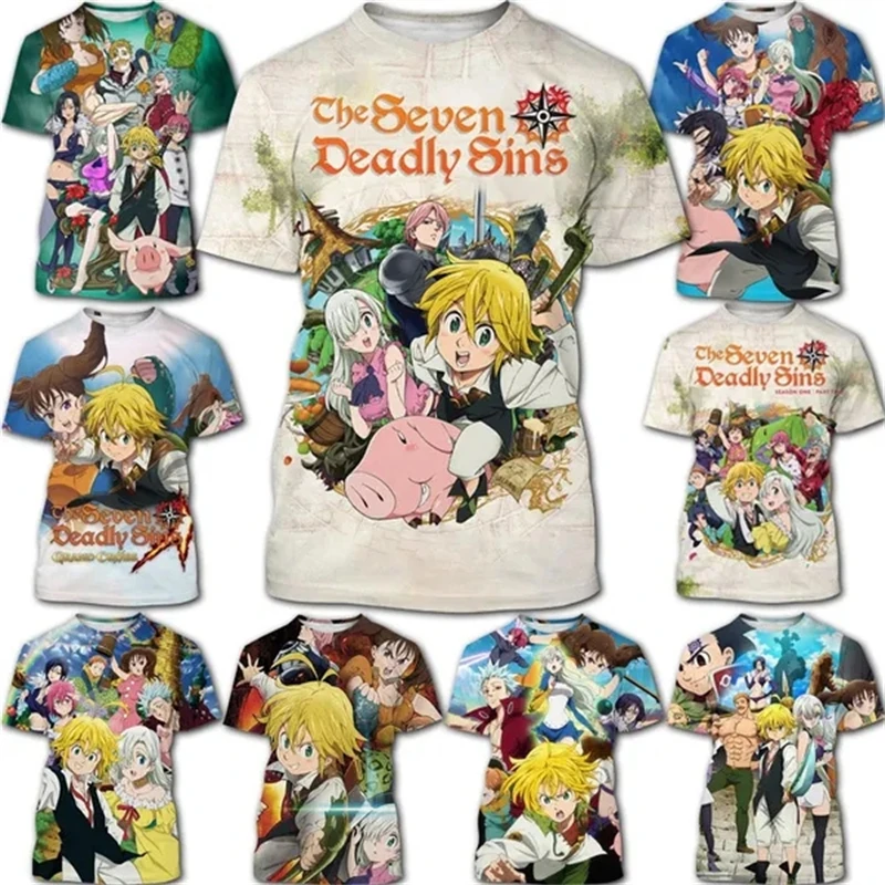 

Новая летняя футболка с 3D-принтом семь смертных грехов индивидуальная Повседневная модная футболка унисекс с коротким рукавом с японским аниме рисунком