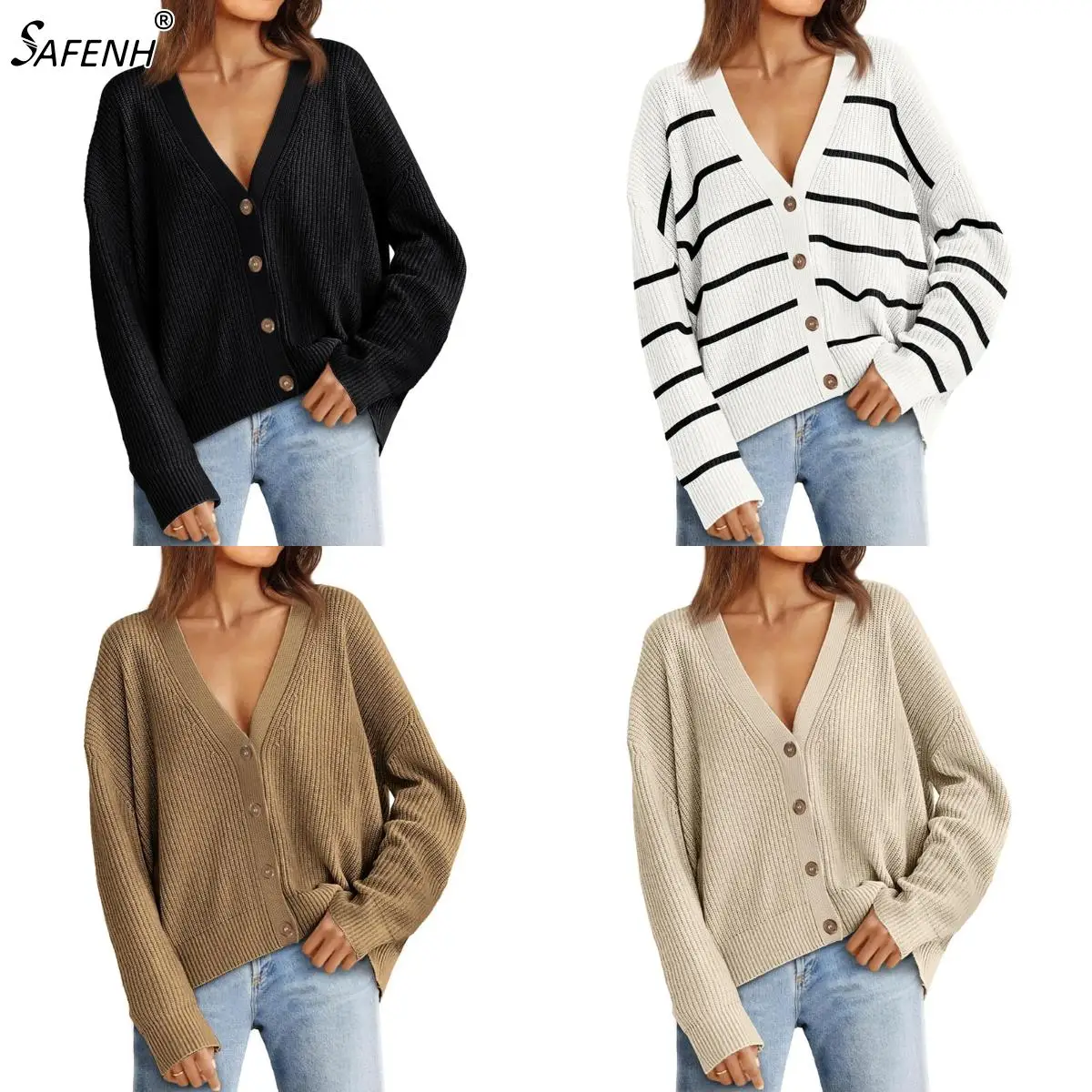 

Women's Cardigan Sweaters 2024 Fall Oversized Open Front Button V Neck Lightweight Cardigans Knit Outerwear Top S-XL