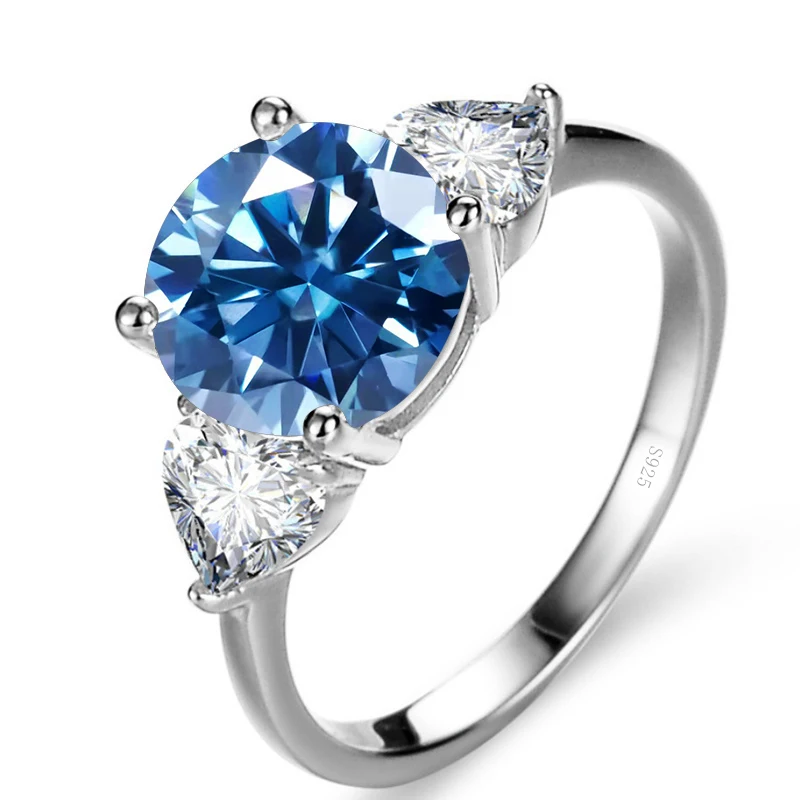 JoyceJelly 럭셔리 웨딩 스털링  반지 3 캐럿 D-COLOR Moissanite 다이아몬드 쥬얼리 여성용 클래식 4 클로 디자인