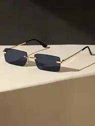 Unisex Metal Square Frame Rimless Sunglasses for Outdoor and Beach Parties (CM1303-GY)