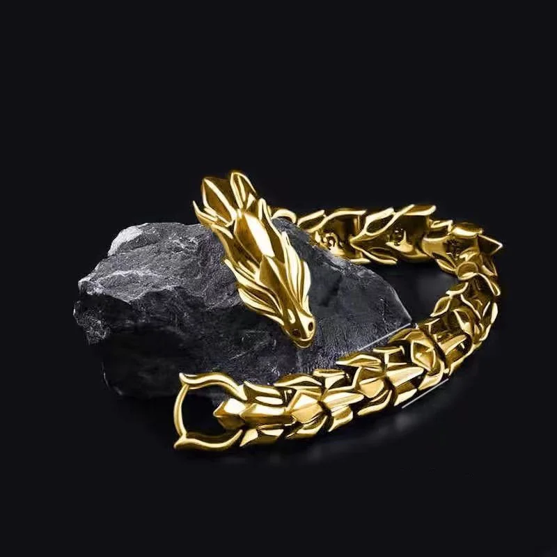 

Luxury Domineering Seiko Keel Bracelet 925 Plated 18K Gold Men's Bracelet Retro Couple Dragon Chain Birthday Gift Wholesale