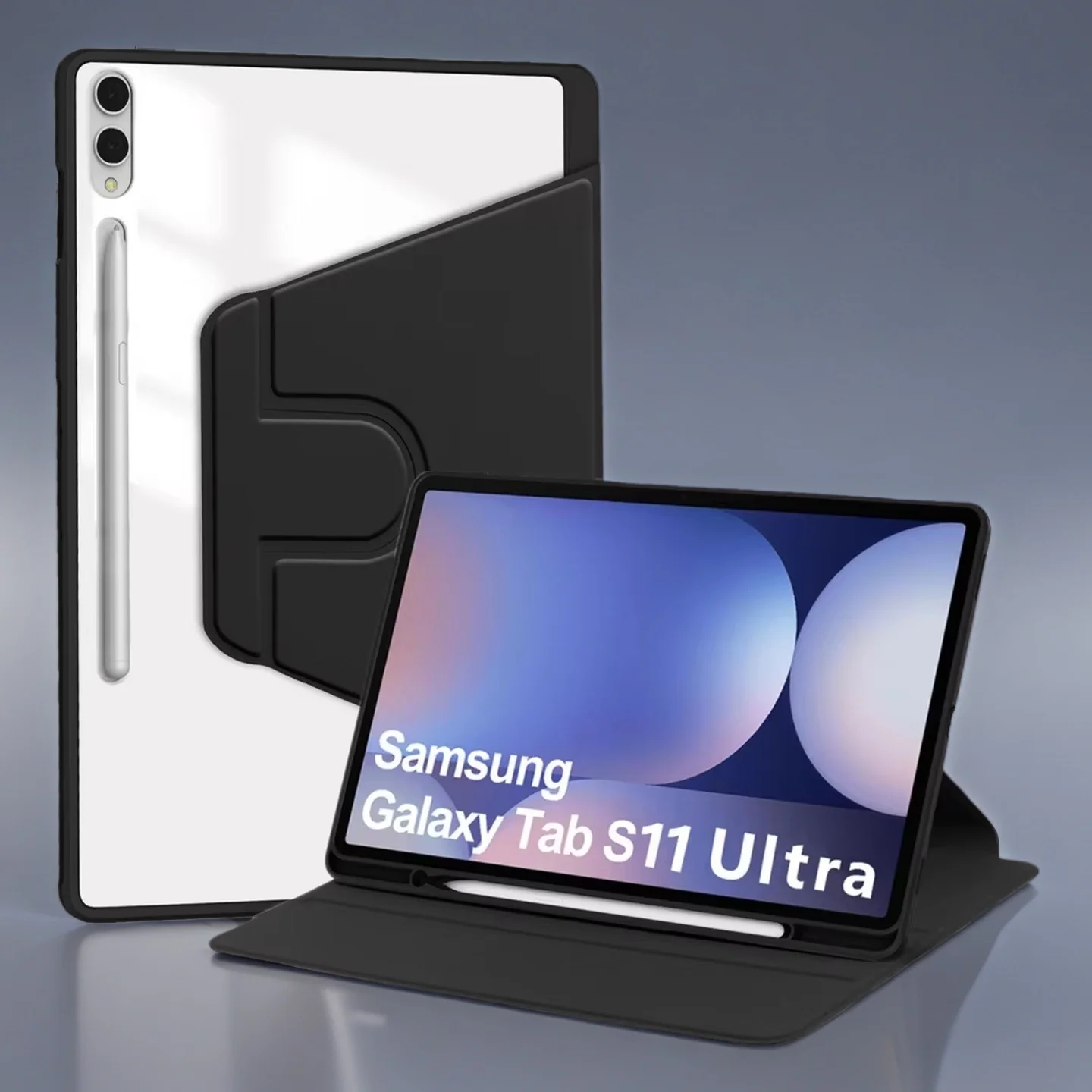 Acrylic Back Cover with 360° Rotating Stand and Pen Slot