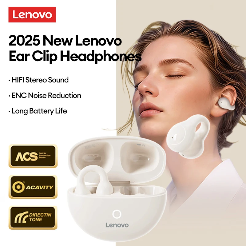 New Lenovo LP25 OWS Wireless Bluetooth Ear Clip Headphones Long Battery Life Gaming Headset HIFI Surround Sound Earbuds With Mic 1