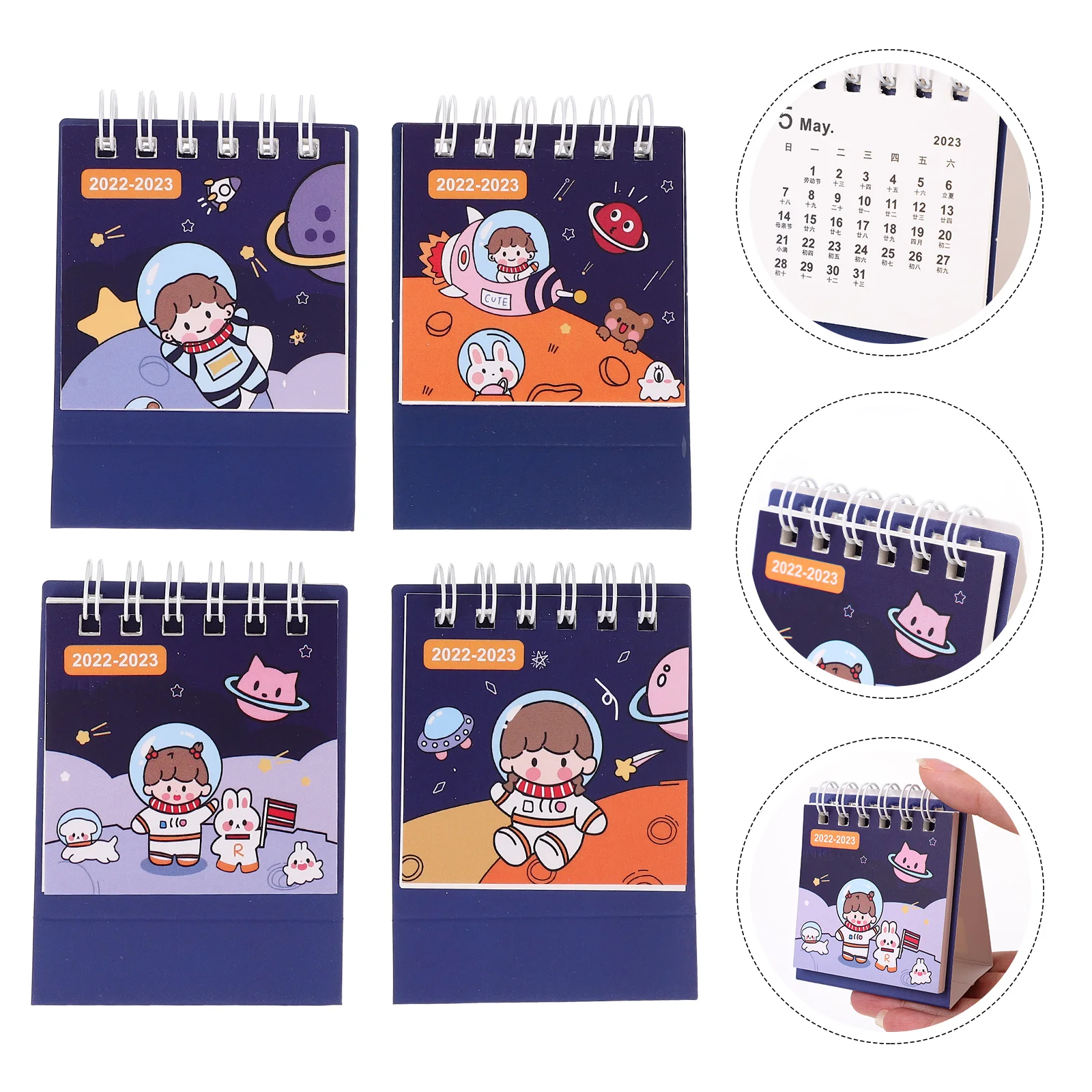 

4 Pcs Calendars Year of The Rabbit Mini Desk Office Household Standing Desktop Table Child