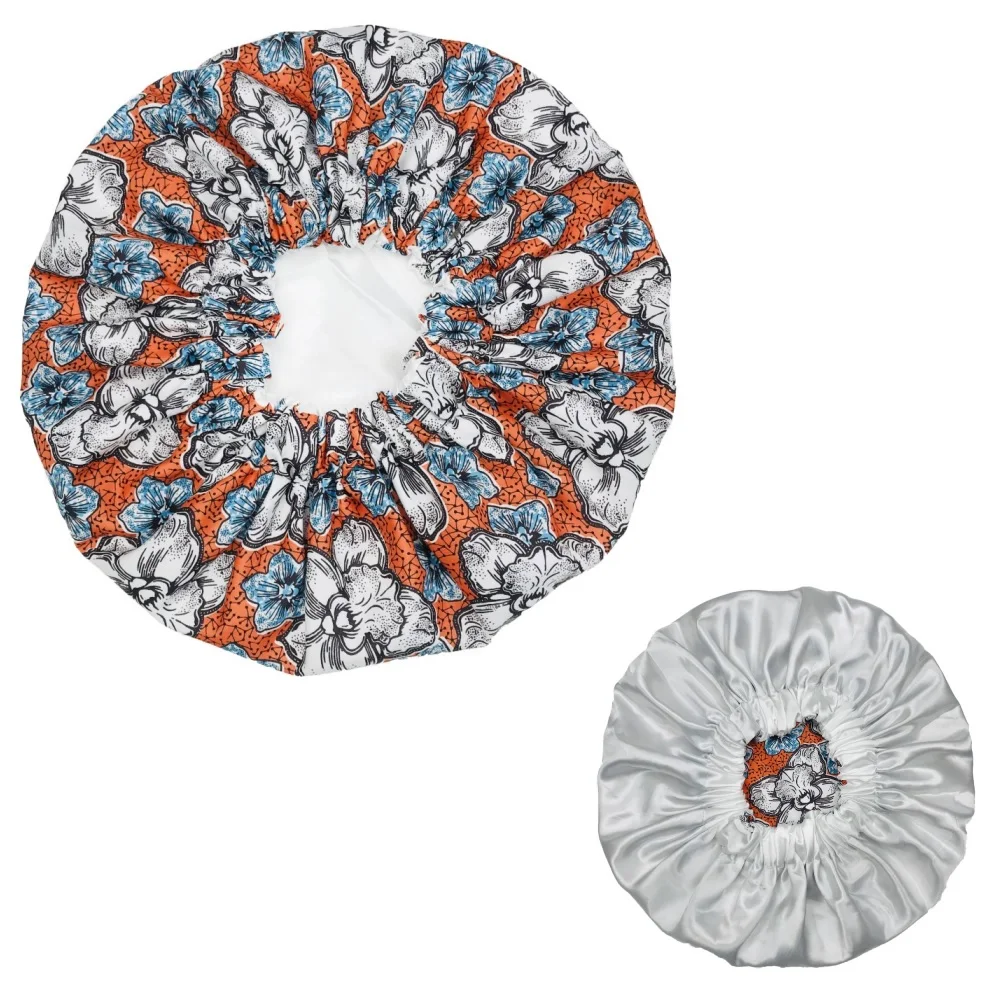 New Extra Large Satin Lined Bonnet Women Big Size Beauty Print Satin Silk Bonnet Sleep Night Cap Head Cover Bonnet Hat Wholesale