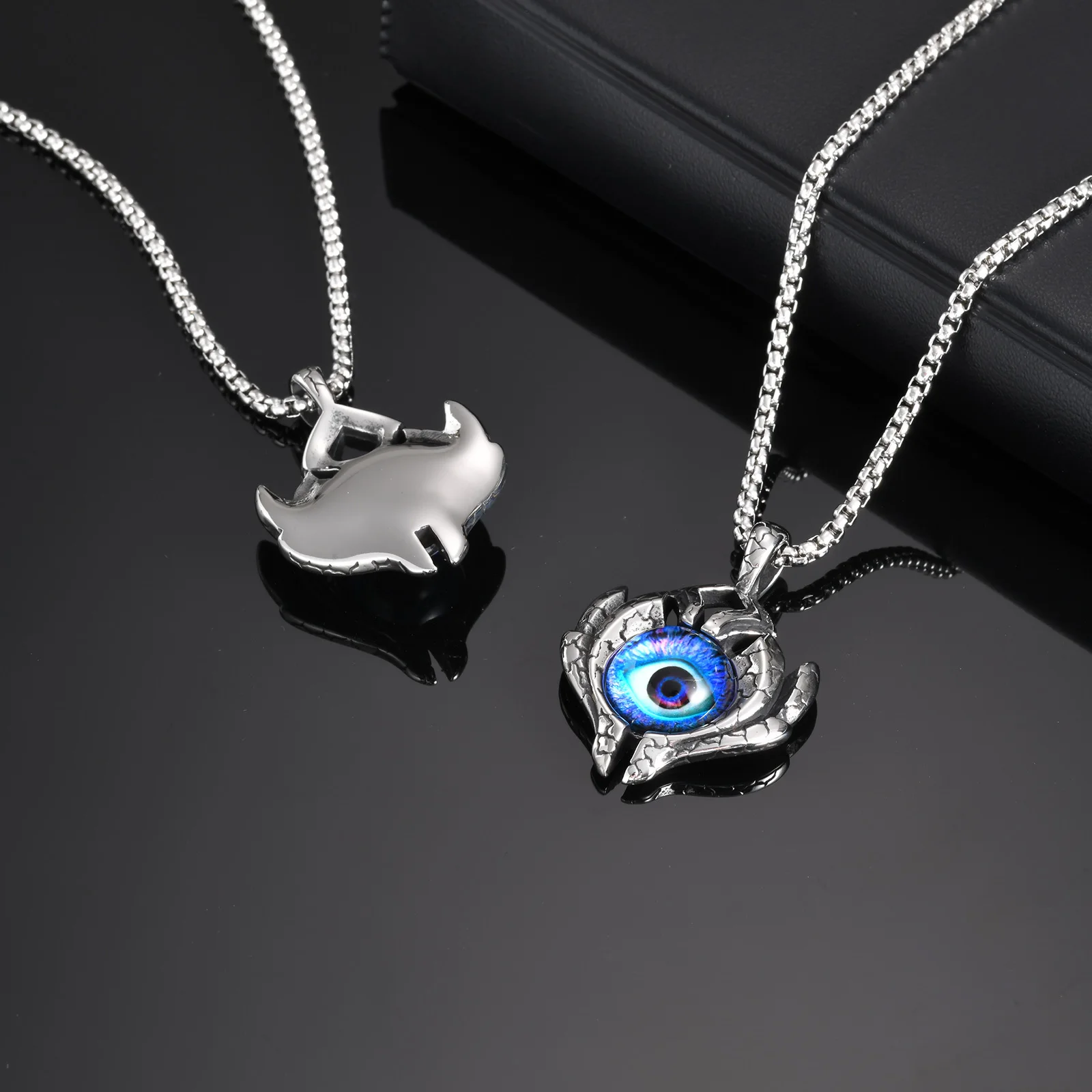 Devil's Eye Pendant Necklace for Men Boys,Never Fade Stainless