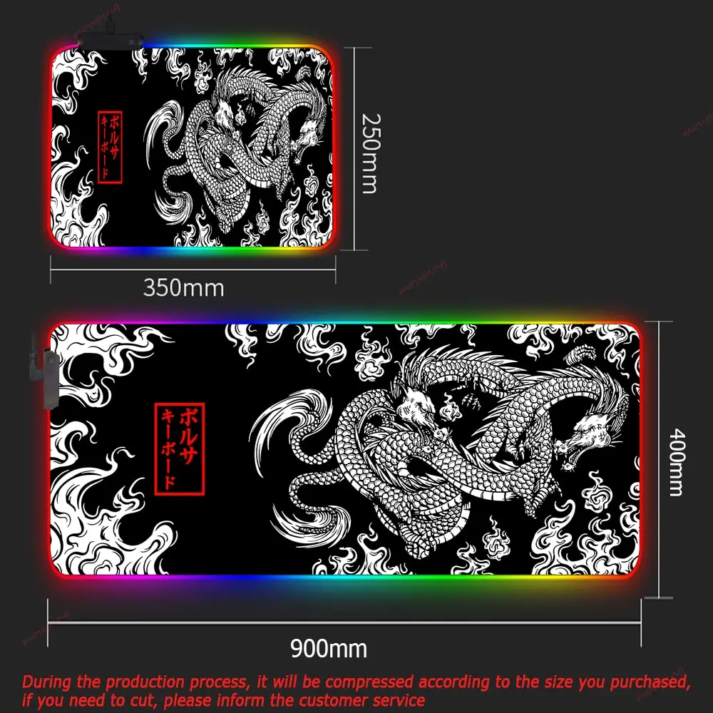 Large Black LED Light Gaming Mouse Pad