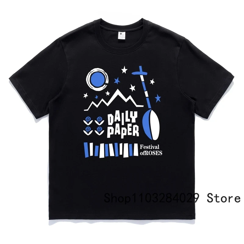 

Men's Women's Summer Casual DAILY PAPER T-shirt High Street Letter Pattern Print Crewneck Daily Paper Short Sleeve