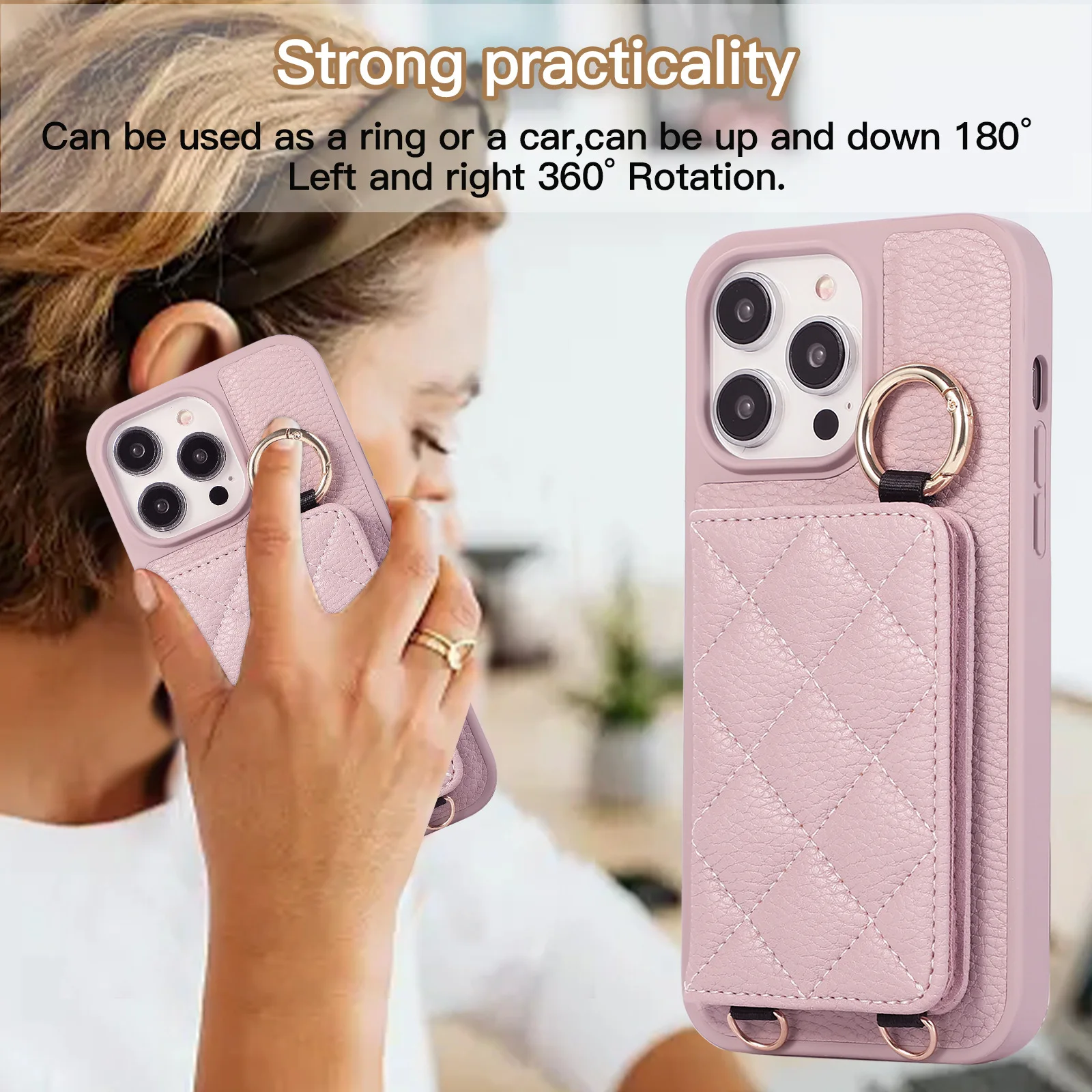 Wallet Shoulder Strap Case For iPhone 15 Pro Max 14 13 12 11 Pro Max 15 Plus Finger Ring Leather Card Slot Lanyard Back Cover
