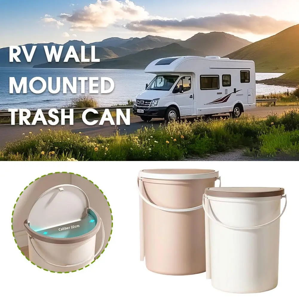 RV 캠핑 보트용 뚜껑이 있는 10L 쓰레기통 쓰레기통 모터홈 문, 벽, 자동차에 설치하기 편리함 자동차 쓰레기통 V7X0