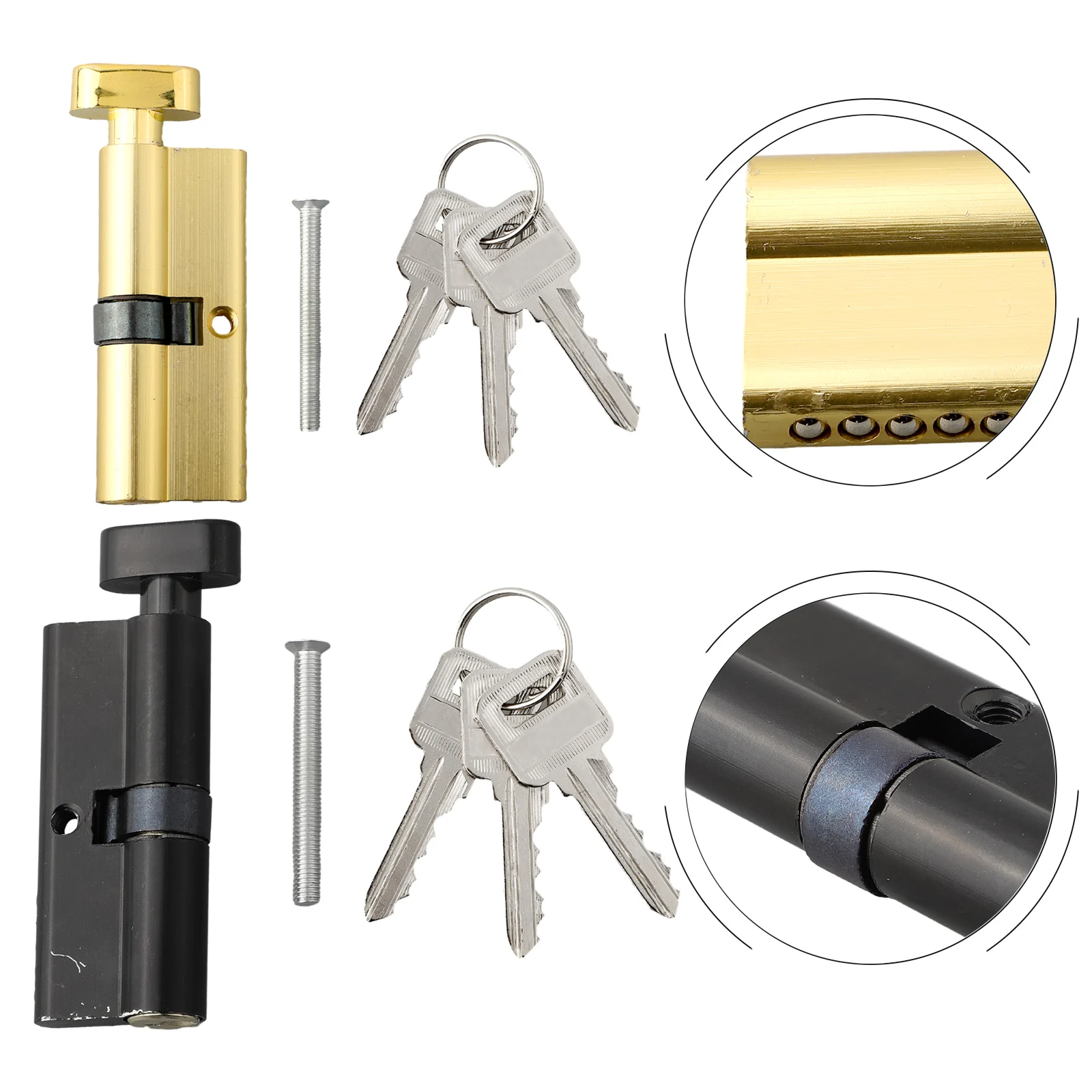 Description Picture 2 of item70 Lock Cylinder With 3 Keys Wooden Door Lock Cylinder Anti-Theft Entrance Alloy Door Lock Indoor Door Lock Lengthened Core