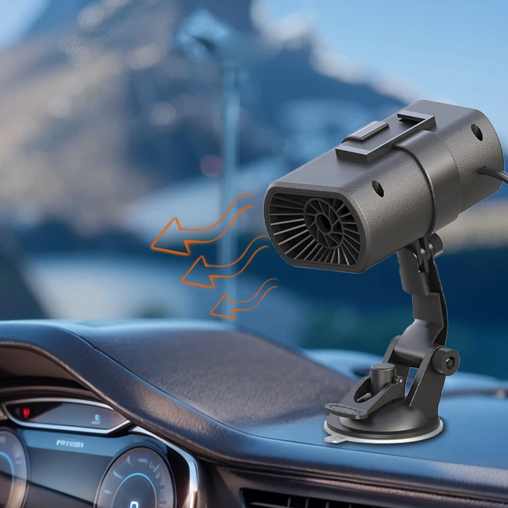 Portable Electric Car Heater with Suction Cup Air Cooler Fan 12V Demister Defroster Heating Fan 200W Dryer Windshield Defogging
