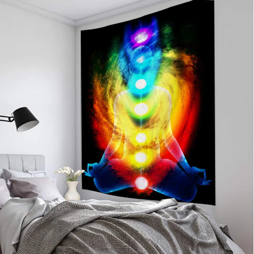 Buddhist Art Tapestry Meditation Seven Chakras Wall Hanging Mantra Bohemian Hippie Room Art Decoration