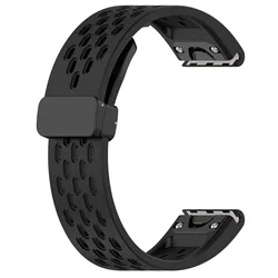Silicone QuickFit Strap for Smartwatch - Premium Adjustable Bracelet Band (20mm, 22mm, 26mm) (Black)