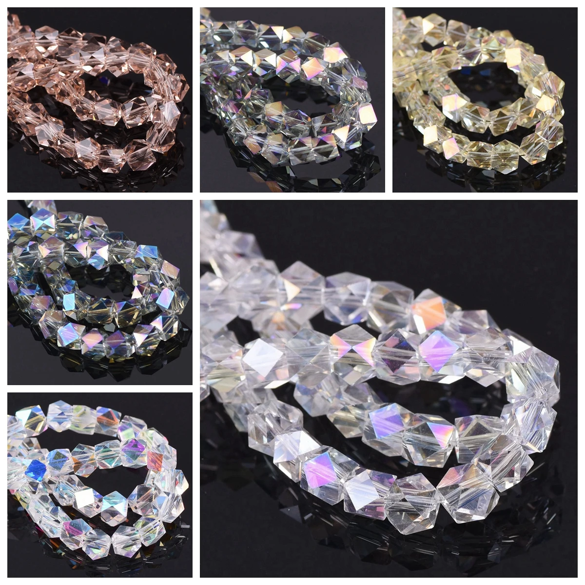 6mm 8mm Polyhedron Shape Faceted Crystal Glass Loose Crafts Beads For Jewelry Making DIY Crafts Findings unique twist oval shape 13x10mm glass loose czech beads 100pcs clear crystal beads crafts materials for diy jewelry making