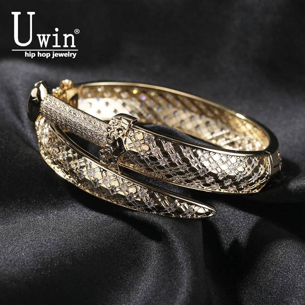 

UWIN Sword Bracelet Iced Out Baguettecz Cubic Zirconia Fashion Luxury Hiphop Jewelry