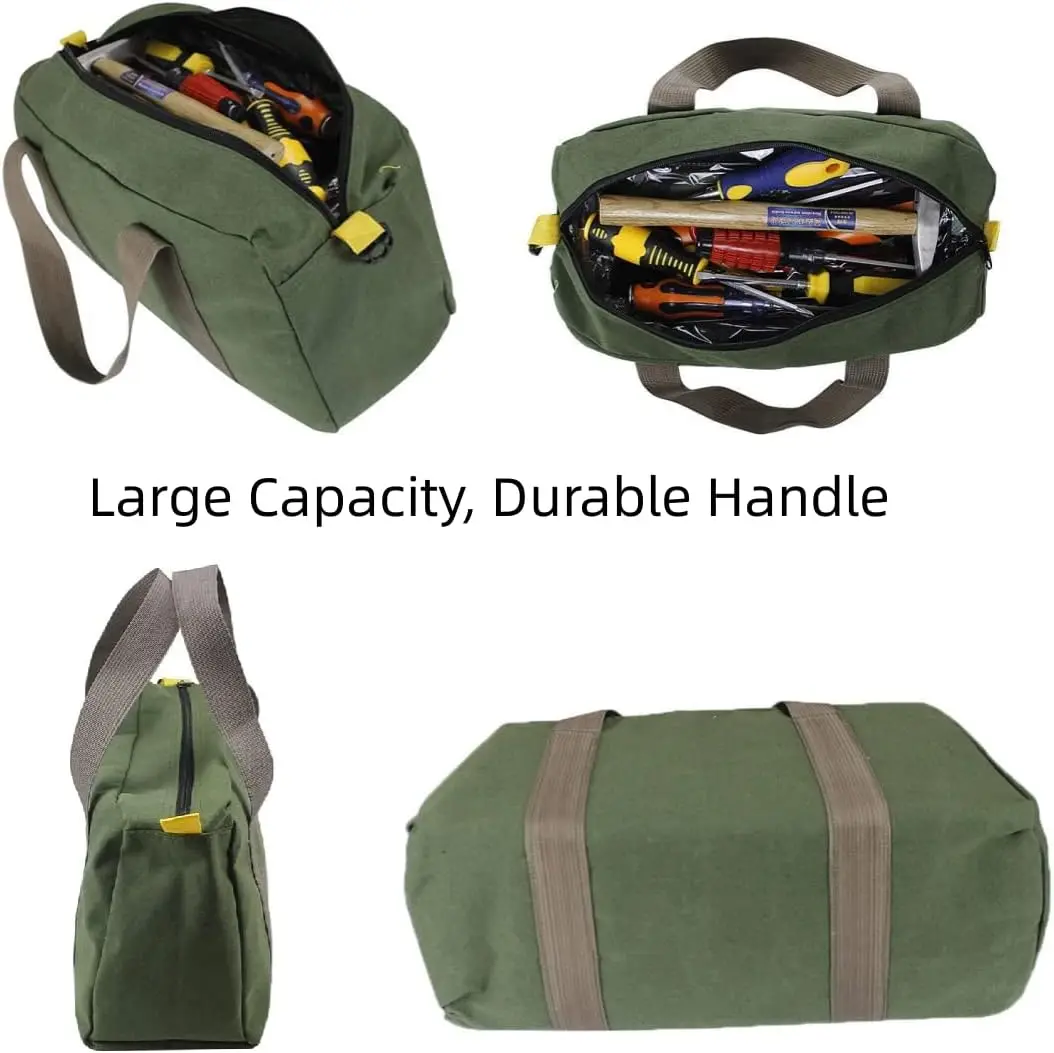 Tool Bag Wide Mouth Canvas Heavy Duty Storage Large Capacity Tote Bag For Electricians Power