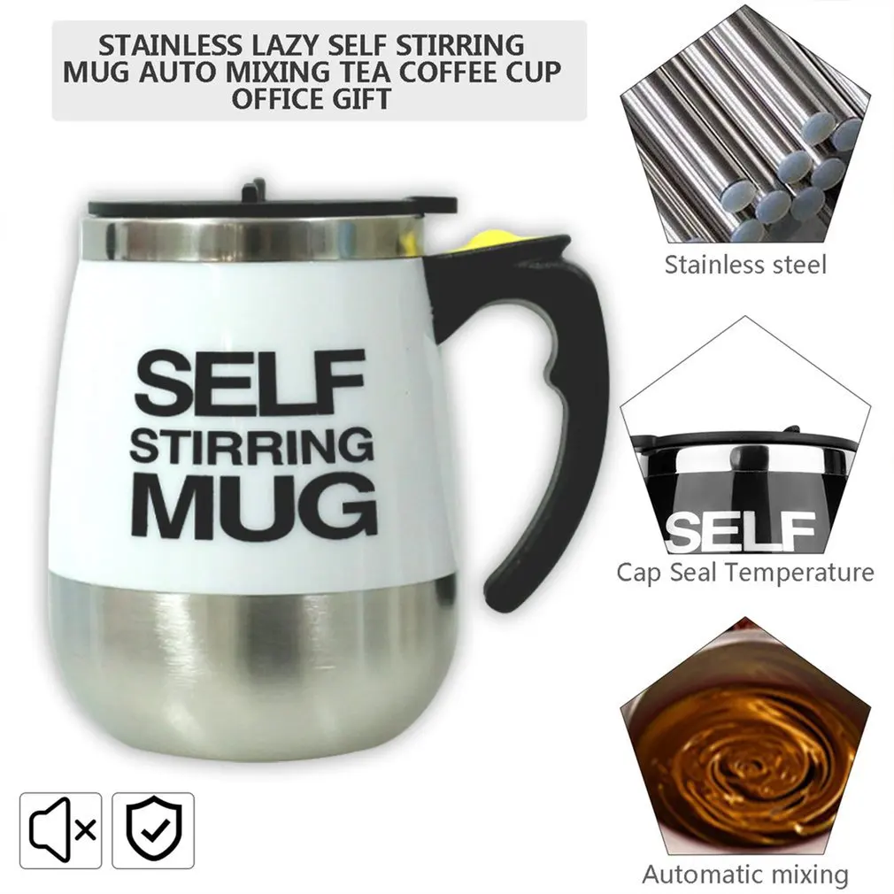 SELF STIRRING MUG AUTO MIXING COFFEE CUP STAINLESS ELECTRIC TEA MUG