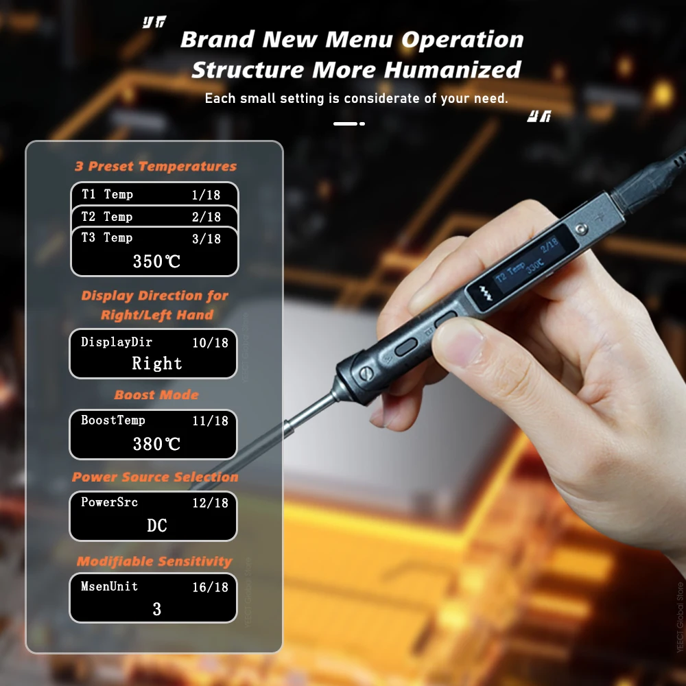 Original TS101 Electric Soldering Iron Adjustable Temperature Digital USB Mini Solder Station 90W TS100 TS 101 Upgrade With Tips 4