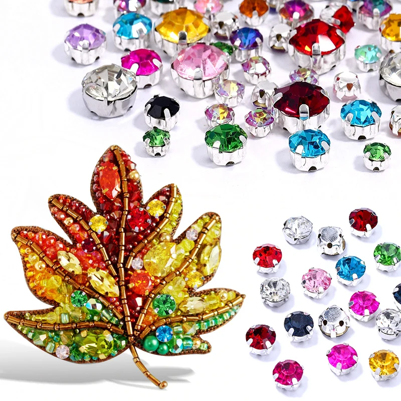 DUCRYSTAL 4-8mm 크리스탈 유리 발톱 라인 석 실버베이스 믹스 크리스탈 바느질 스톤 공예 및 웨딩 드레스 바느질 액세서리