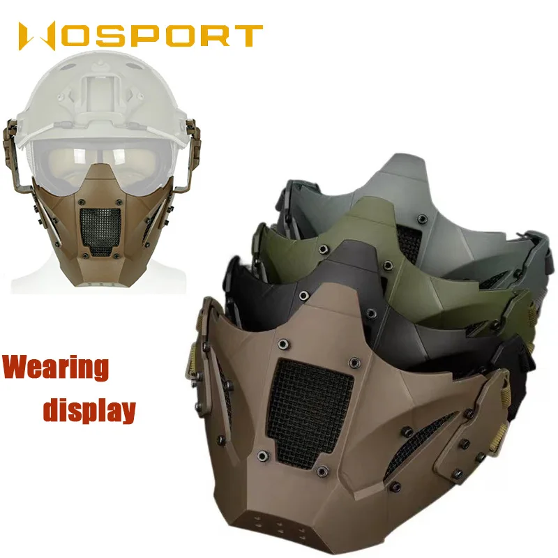 

WoSpor Military Tactical Helmet Half Face Mask Airsoft Paintball Hunting Mask Outdoor Combat Protective Mask for FAST Helmet
