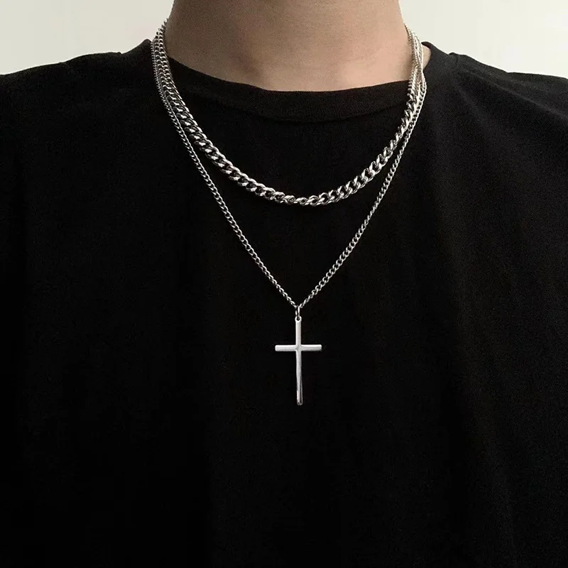 

Men's double-layer cross necklace