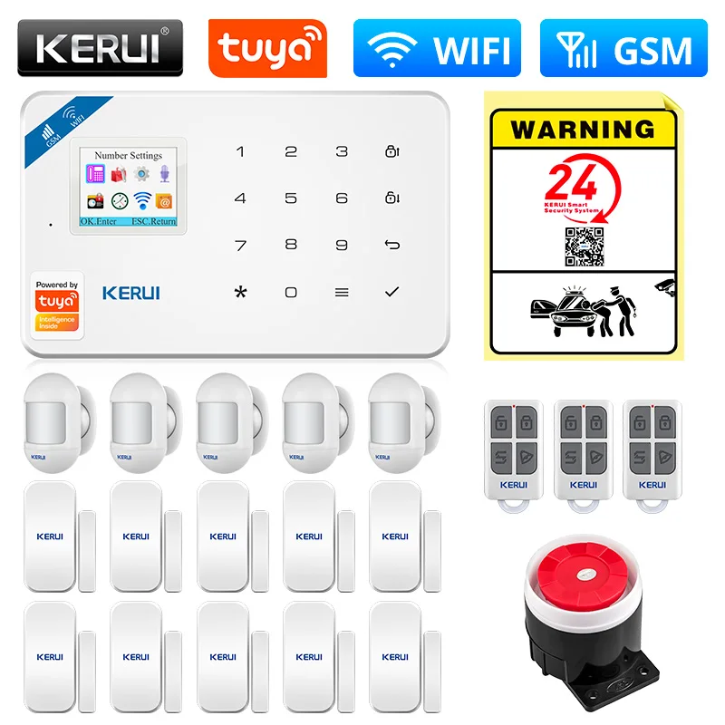 ironi vores Robust Kerui Tuya Smart Wifi Gsm Security Alarm System Works With Alexa Home  Burglar Motion Detector Smoke Door Window Sensor Ip Camera - Alarm System  Kits - AliExpress
