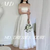MD Simple White A-line Wedding Dresses Off Shoulder with Shawl Korea Photoshoot Pleat Bridal Gown Corset Back Customised 웨딩드레스 1