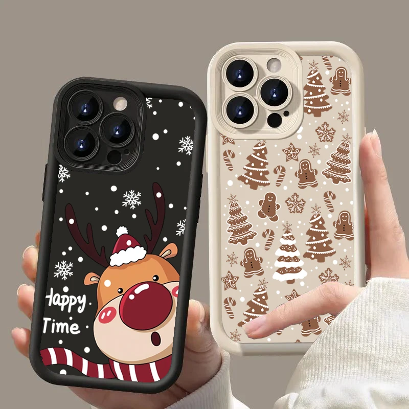 Festive Christmas Deer and Tree Graphic Soft Phone Case