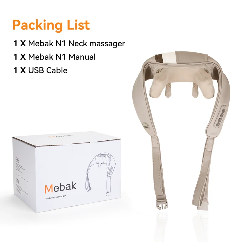 Mebak-Ohio eur électrique pour le cou et le dos, appareil de massage cervical, oreiller 4D, pétrissage, compresse chaude, relaxation musculaire, instrument châle