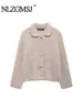 Autumn Flower Button Decorative Cardigan Top Woman Solid Color Single Breasted Short Knitted Coat Women Outerwears