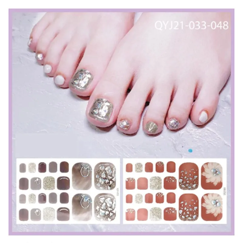 

Nail Stickers Waterproof Art Women Cute Bronzing Laser Broken Diamond Oil Film Toenail Stickers Toenail Sexy Cute Nail Stickers