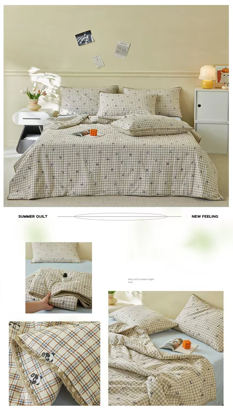 100 % Baumwoll-Gaze-Steppdecke mit Spitze und Blumenmuster, Klasse A, Bettwäsche in Twin- und Queen-Size, Sommerdecke für Kinder, Einzel- und Doppelbettdecke – Detail 25