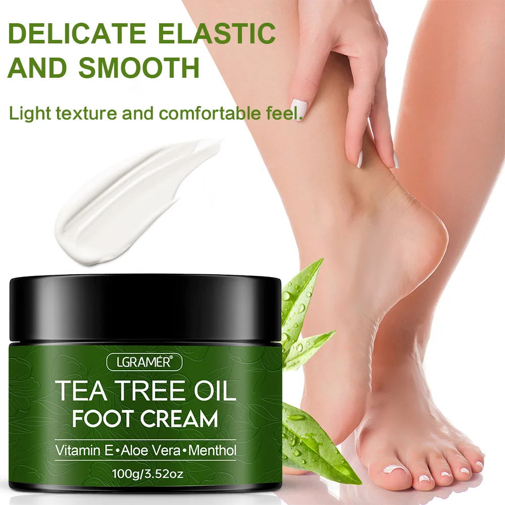 Tea Tree Oil Foot Cream Improves Skin Roughness Softens Cracked Feet Exfoliating Daily Foot Care Solution Lasting Moisturization