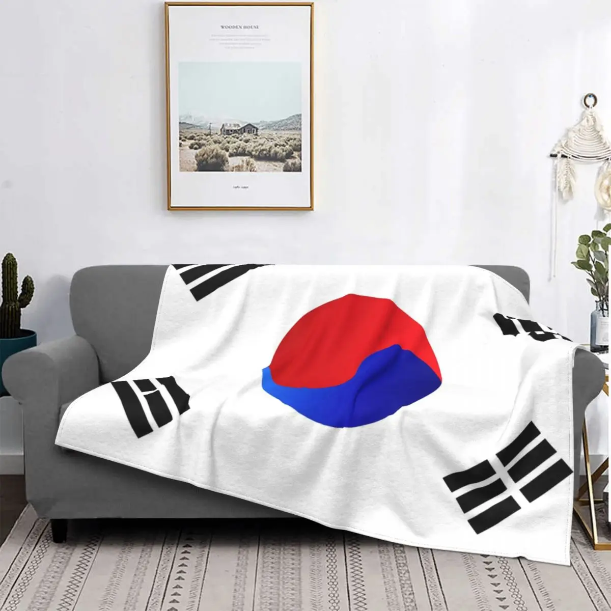 Korea National Flag Blanket Flannel Decoration Multifunction Warm Throw Blankets For Bed Travel