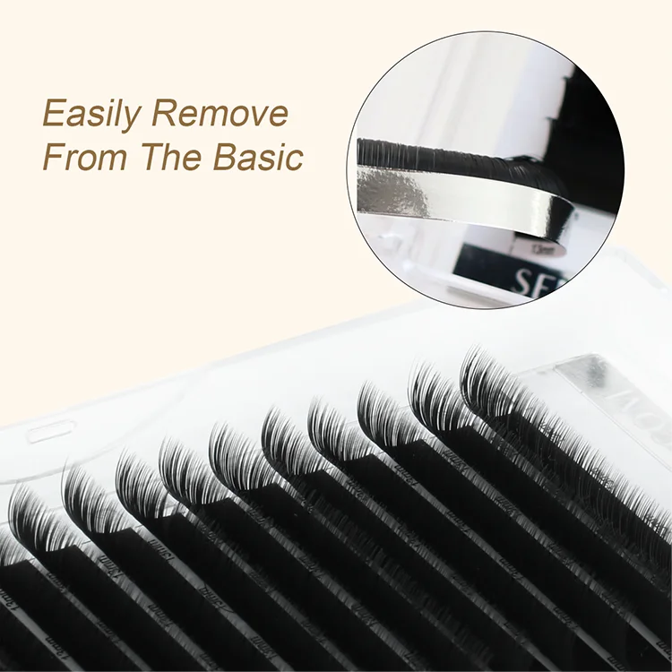 Description Picture 6 of itemSENSE LASHES Ellipse Flat Classic Eyelash Extensions Double Tips Matte Black Super Soft Individual Lashes Faux Mink Eyelashes