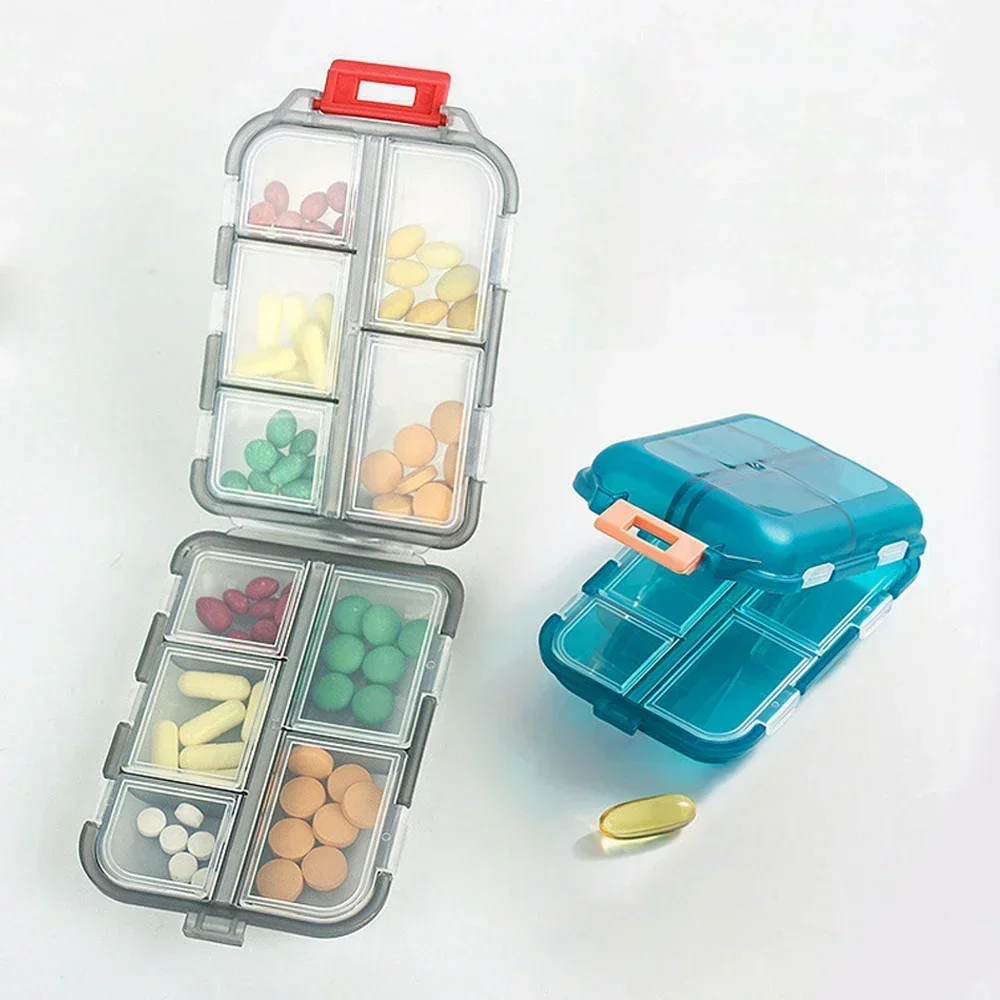 10 Compartments Travel Pill Organizer Pocket Portable Pill Storage Box Case Daily Pill Container or Purse Fish Oil Medicine