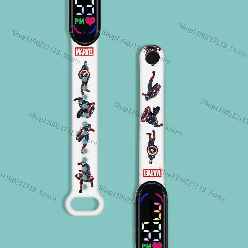 New cartoon Children's Watch Anime figure spiderman Iron Man Print LED Electronic Waterproof Sports Bracelet Watch kids gifts 3
