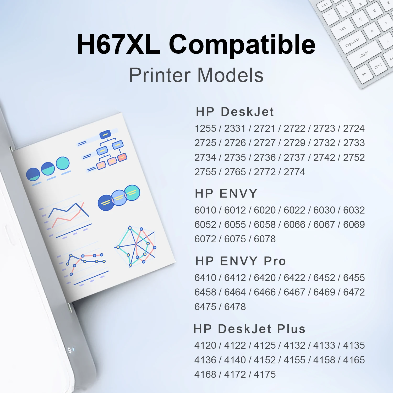 KT INK Remanufactured Ink Cartridges 67XL Replacement for HP 67 67XL for HP DeskJet 2700 2700e 2755e 2755 4155e 4155 Printers printer supplies ink cartridge inkjet ink cartridge