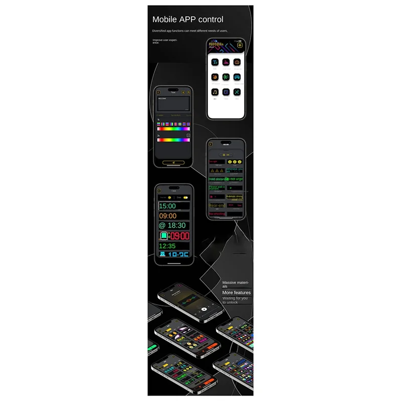LED Matrix Panel Programmable Flexible Screen IP65 Display Animation Message Scrolling Sign APP Control Cars Shop Bar