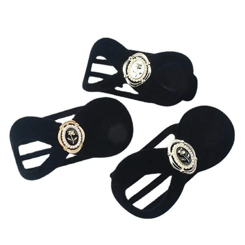 Elegant Simple Black Letter Inlaid Pearl Hair Grips Ponytail Claw for Women Girls Vintage Ponytail Hair Clip Styling Accessories