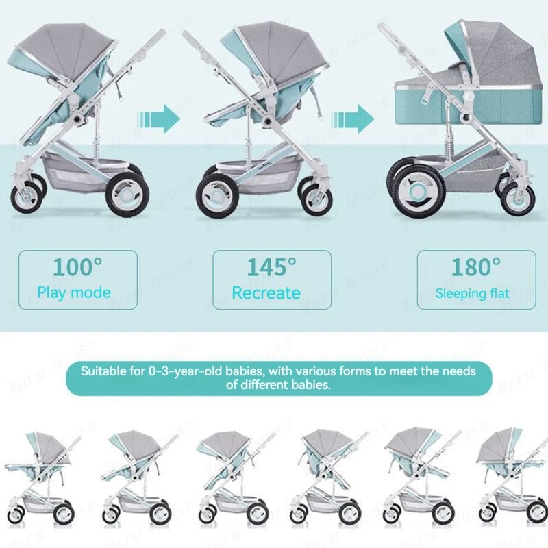 Luxury Baby Stroller Portable pushchair High Landscape Reversible Stroller Four wheels Strollers Travel Pram baby carriage