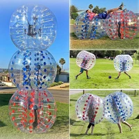 Hot Selling Adult Tpu PVC Inflatable Bumper Bubble Ball With Red Green Blue Dots Football Soccer Body Zorb Ball Suit For Outdoor 2