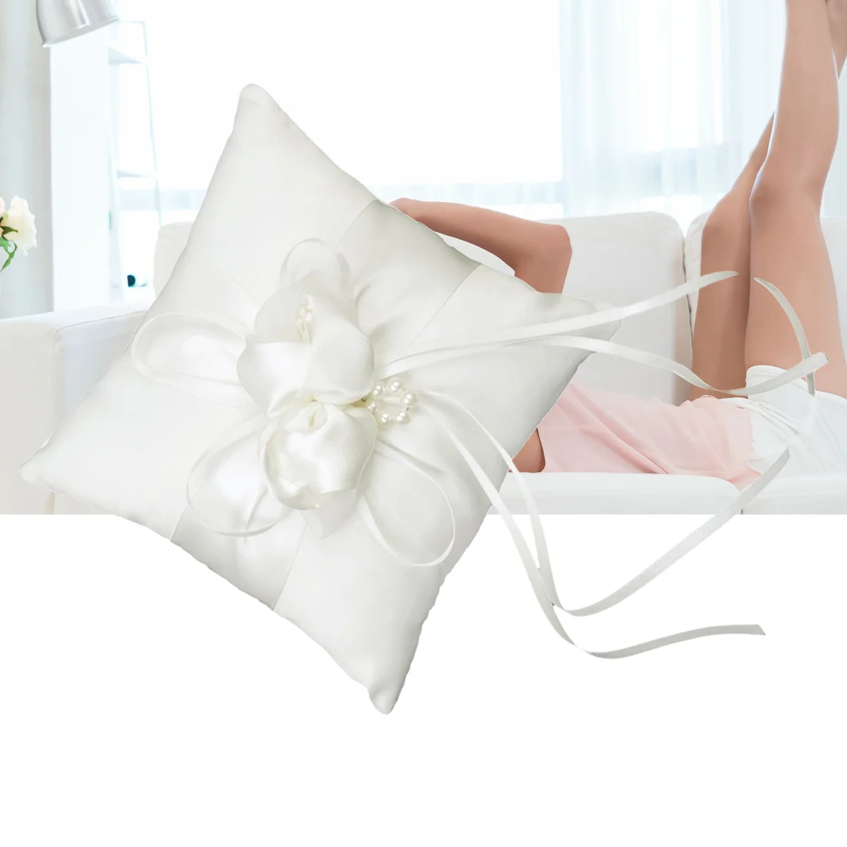 15 *15cm Wedding Ring Pillow Pocket Bearer Ceremony Decorations Table Garland Pearl
