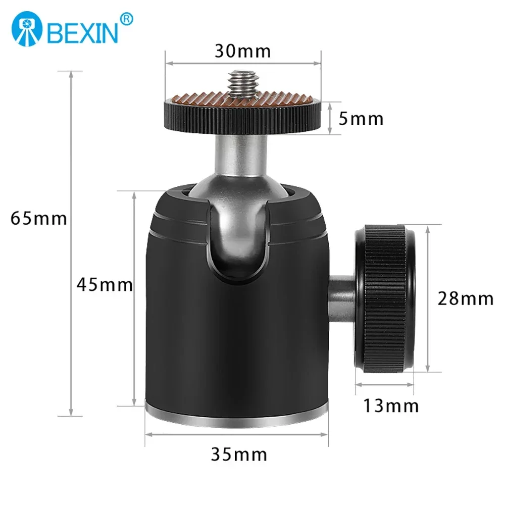 BEXIN K26A Ball Head Mount Metal 360 Degree Swivel Mini BallHead 1/4" Screw Mount for DSLR Camera Fill Light Tripod Ball Head tripod ball head