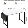 Computer Desk White Writing Table for Small Spaces Home Office 39 Inch Modern Study PC Desk with Storage Bag H 3