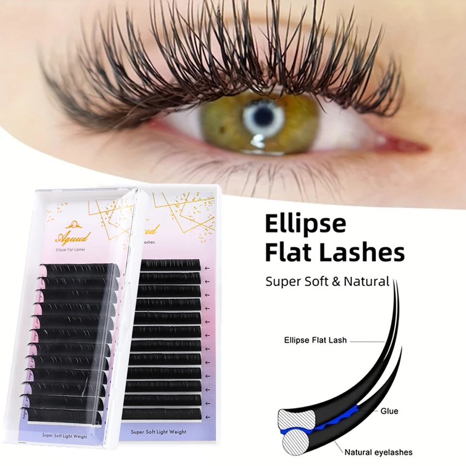 Aguud Super Soft Ellipse Shape Lashes 0.15 0.20 Split Tips Super Softer Eyelash Ellipse Flat Classic False Eyelashes Suppliers