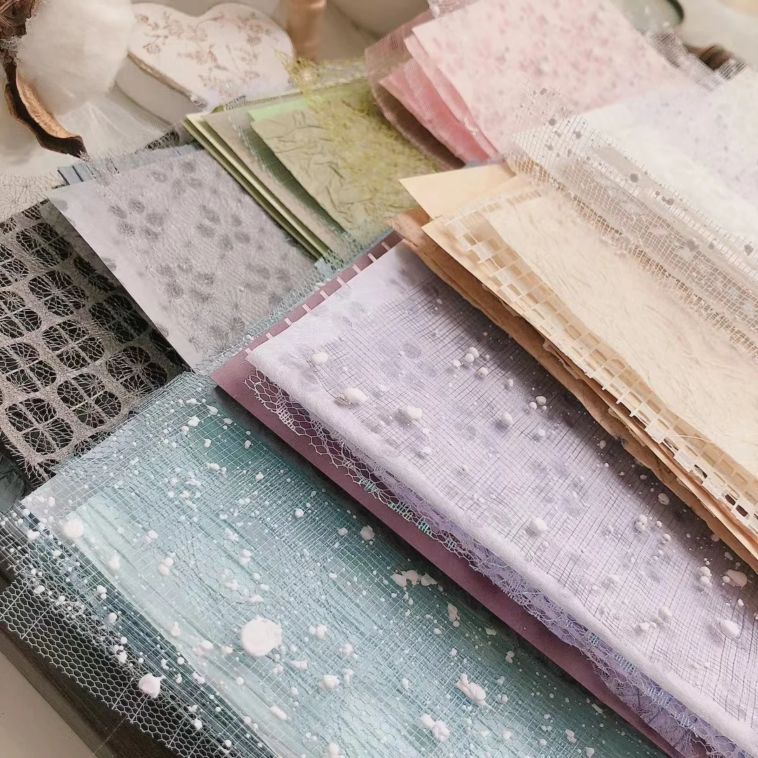 10Pcs A5 빈티지 스타일 거즈 특수 종이 혼합 재료 스크랩북 장식 종이 DIY 공예 콜라주 저널 티슈 페이퍼