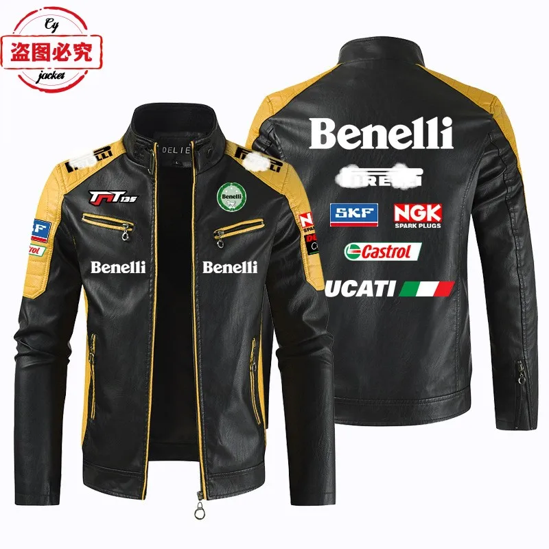 Benelli Motorcycle LOGOpu Leather Jacket Windproof Four Seasons Benelli Men's Cycling Leather Jacket 3